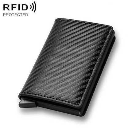 RFID Carbon Fiber Wallet for Men With Money Clip slim aluminum alloy shell with PU leather accents and large money clip