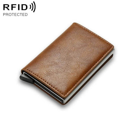 RFID Carbon Fiber Wallet for Men With Money Clip slim brown PU leather RFID-protected money clip wallet