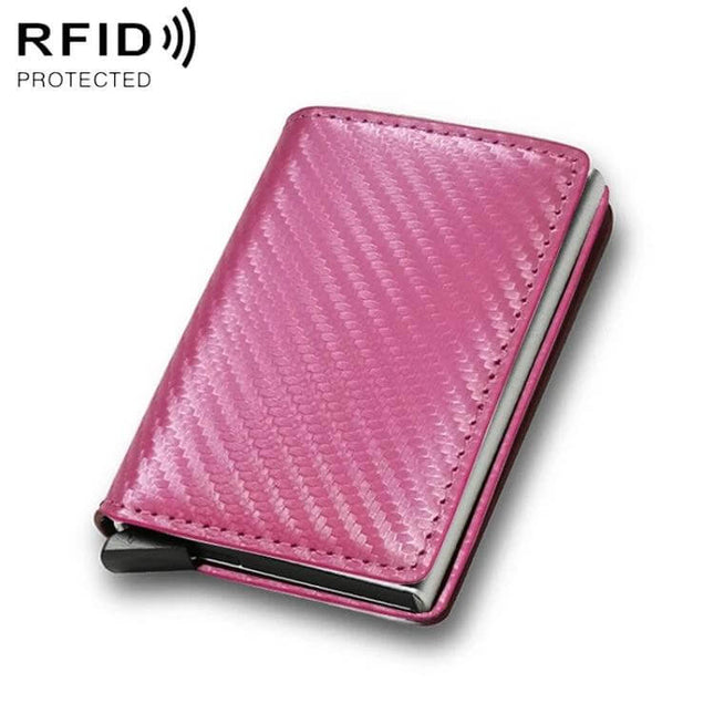 RFID Carbon Fiber Wallet for Men With Money Clip slim pink carbon-fiber finish wallet with money clip and RFID protection