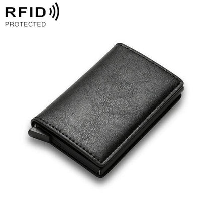 RFID Carbon Fiber Wallet for Men With Money Clip in slim black aluminum shell with PU leather and large money clip