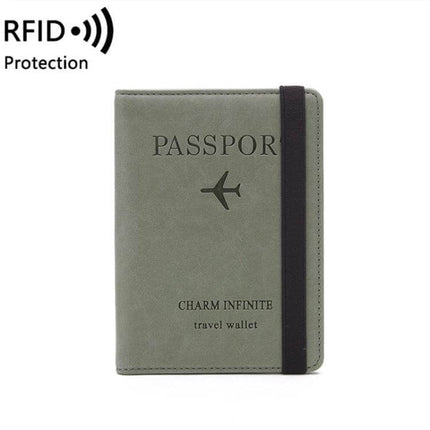Travel Passport Card Bag With RFID Protection For Everyday Trips - compact green PU leather passport card bag with elastic closure, four card slots and RFID shielding