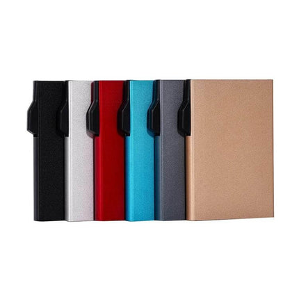 RFID Shielded Aluminum Card Holder For Everyday Use - slim aluminum card case in assorted colors with RFID protection for daily carry