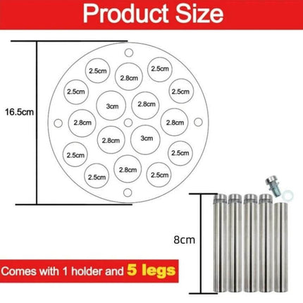 Round Chess Mold Stand Acrylic For DIY Resin Chess Pieces 16.5x8 Cm - acrylic round mold stand 16.5x8cm with 5 metal legs for casting chess pieces