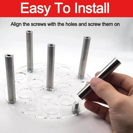 Round Chess Mold Stand Acrylic For DIY Resin Chess Pieces 16.5x8 Cm - clear acrylic round stand with metal posts being installed