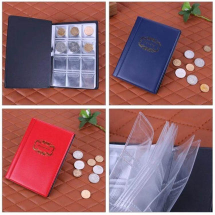 Russian Cover 120-Coin Pocket-Sized Album For Coin Collection compact blue and red coin album with 10 pages and clear protective pockets