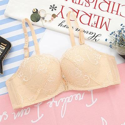 Seamless Bra With Adjustable Side Closure For Everyday Comfort - beige lace seamless bra for smooth silhouette under T-shirts