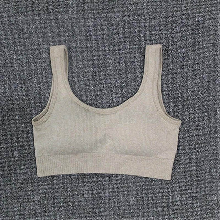 Seamless Sports Bra For Women Comfortable Gym And Yoga Top beige glossy full cup seamless bra with fixed double straps and five-row clasp