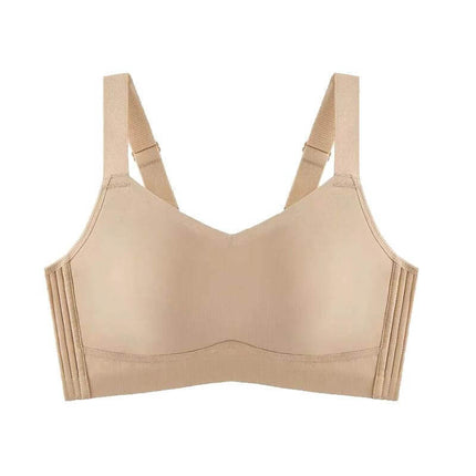 Seamless Ice Silk Full Cup Bra For Everyday Smooth Shape in beige, seamless molded cups, wide adjustable straps and smooth side panels for larger busts