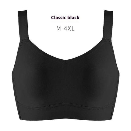 Seamless Ice Silk Full Cup Bra For Everyday Smooth Shape – classic black full-coverage ice silk bra, lightweight breathable design for larger busts