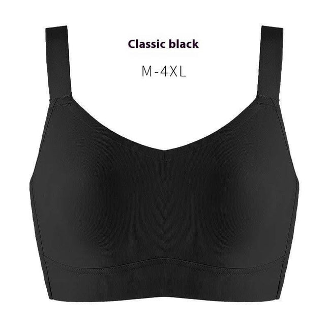 Seamless Ice Silk Full Cup Bra For Everyday Smooth Shape – classic black full-coverage ice silk bra, lightweight breathable design for larger busts