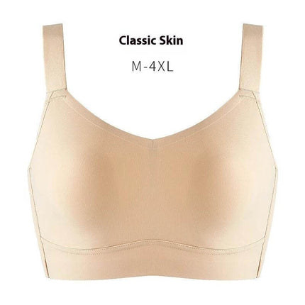 Seamless Ice Silk Full Cup Bra For Everyday Smooth Shape - classic skin color wireless full coverage ice silk bra for larger busts