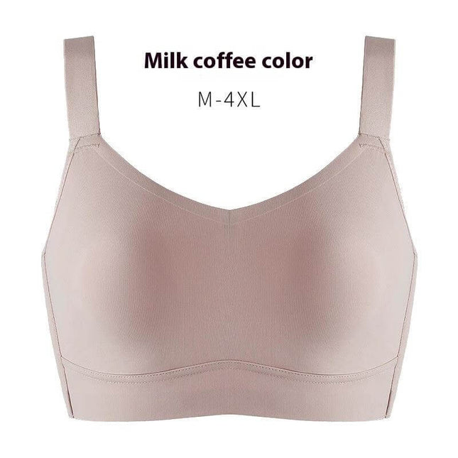 Seamless Ice Silk Full Cup Bra For Everyday Smooth Shape in milk coffee color, lightweight cooling fabric for larger busts, smooth seam-free fit