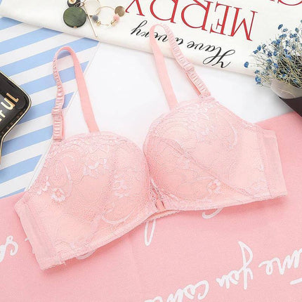 Seamless Bra With Adjustable Side Closure For Everyday Comfort - pink lace lightweight bra with adjustable side fastening for smooth silhouette