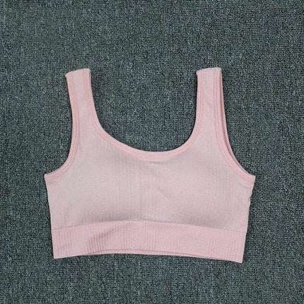 Seamless Sports Bra For Women Comfortable Gym And Yoga Top - pink seamless glossy full cup bra with double straps and five-row clasp, nylon blend