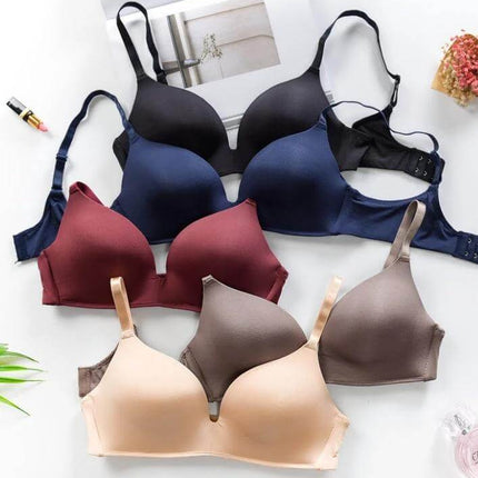 Seamless Push Up Bras For Everyday Comfort Collection - assorted seamless push up bras in nude, black, navy, burgundy, and taupe for smooth silhouette