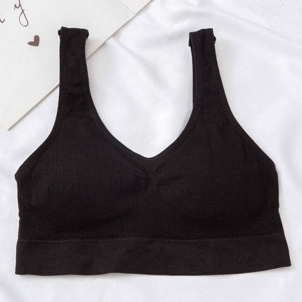 Seamless Wireless Ribbed Bra For Everyday Comfort M L - black ribbed wireless bra for light support and smooth silhouette