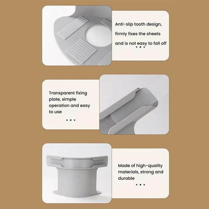 Sheet Fixer Clip Anti Slip Keeping Sheets In Place - durable ABS+PP clip with anti-slip teeth and transparent plate to secure sheet corners