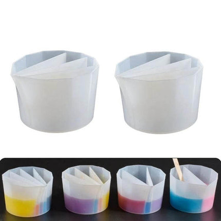 Silicone Epoxy Color Separation Cup For Resin Toning 2-Grid translucent silicone twin cup for keeping two resin pigments separate during mixing