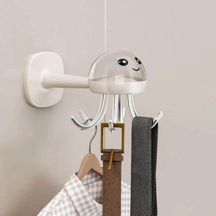 Six Claw 360 Degree Rotating Hook Rack For Kitchen Storage cute octopus wall-mounted organizer holding shirts, belts and towels