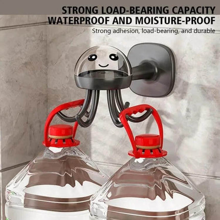Six Claw 360 Degree Rotating Hook Rack For Kitchen Storage wall-mounted octopus organizer holding heavy water jugs, waterproof moisture-proof ABS