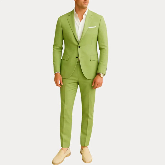Jacket Trousers Slim Fit Two-Piece Suit For Men Everyday Wear in lime green nylon slim-fit jacket and matching trousers for office and casual