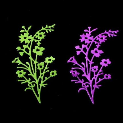 Small Flower Knife Mold For DIY Card Making And Paper Crafts carbon steel floral die cuts in green and purple for embossing cards