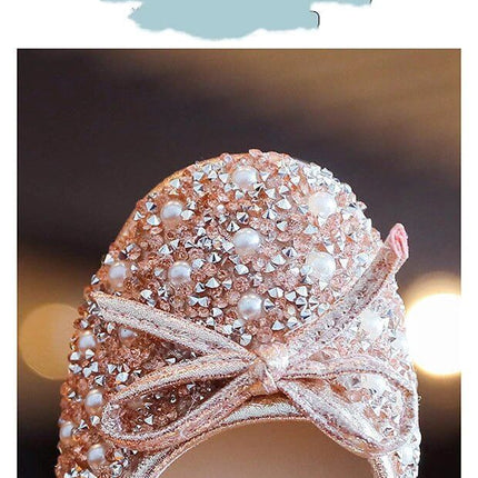 Soft Sole Girls Dress Shoes With Crystal Accent For Toddlers - pink rhinestone bow toddler soft-sole dress shoe close-up