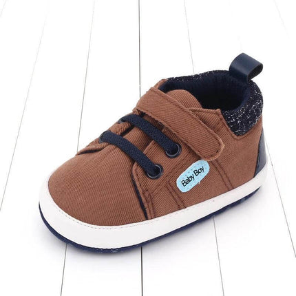 Soft Sole Velcro Baby Shoes Sizes 11 to 13cm Cartoon Non Slip brown cotton baby shoe with Velcro strap non-slip sole for early walkers