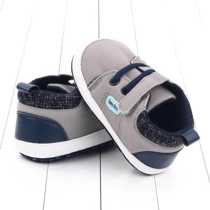 Soft Sole Velcro Baby Shoes Sizes 11 to 13cm Cartoon Non Slip - grey navy cotton early walker shoes with non-slip sole and easy Velcro strap