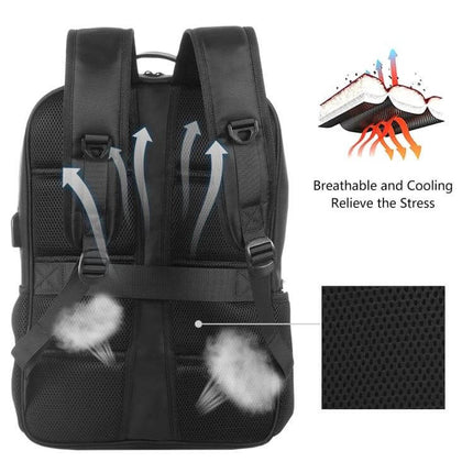 Solar Panel Backpack For Laptop With USB Charging Port breathable mesh back panel and padded straps for cooling comfort