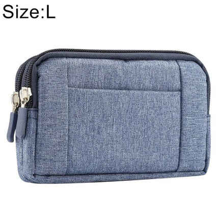 Sports Denim Universal Phone Bag Waist Bag Fits 5.5-6.3 Inch Phones - blue denim compact waist pouch with dual zippers and front pocket