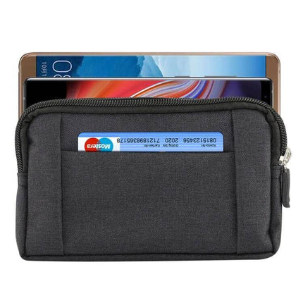 Sports Denim Universal Phone Bag Waist Bag Fits 5.5-6.3 Inch Phones - black denim waist pouch holding smartphone and card