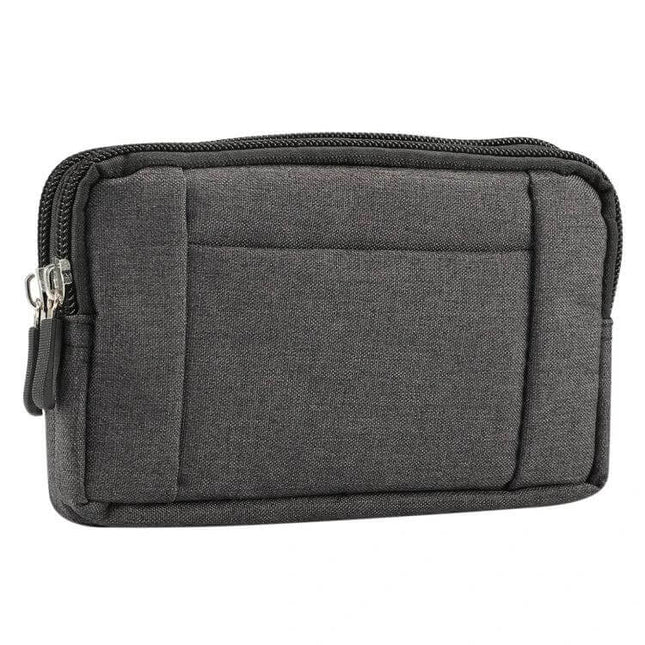 Sports Denim Universal Phone Bag Waist Bag Fits 5.5-6.3 Inch Phones - gray denim compact waist phone bag with zipper fits 5.5–6.3" phones