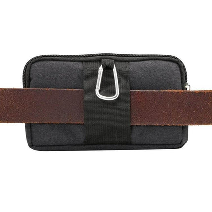 Sports Denim Universal Phone Bag Waist Bag Fits 5.5-6.3 Inch Phones - black denim waist pouch with belt loop and carabiner