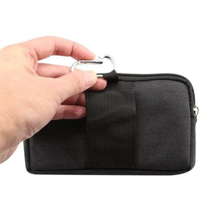 Sports Denim Universal Phone Bag Waist Bag Fits 5.5-6.3 Inch Phones - black denim waist phone pouch with carabiner clip