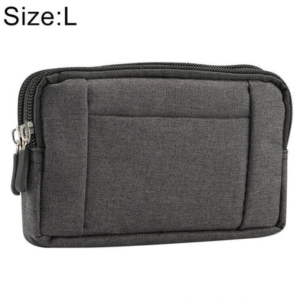 Sports Denim Universal Phone Bag Waist Bag Fits 5.5-6.3 Inch Phones – gray denim compact waist pouch with double zip for 5.5–6.3" phones