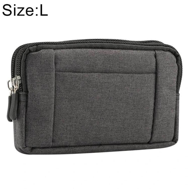 Sports Denim Universal Phone Bag Waist Bag Fits 5.5-6.3 Inch Phones – gray denim compact waist pouch with double zip for 5.5–6.3" phones