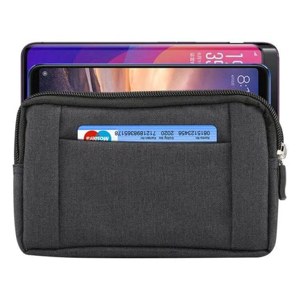 Sports Denim Universal Phone Waist Bag Size XL For Everyday Use - black denim XL waist pouch holding large smartphones and card