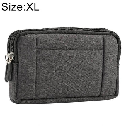 Sports Denim Universal Phone Waist Bag Size XL For Everyday Use - gray denim hands-free XL phone waist pouch for 6.4–6.5in phones