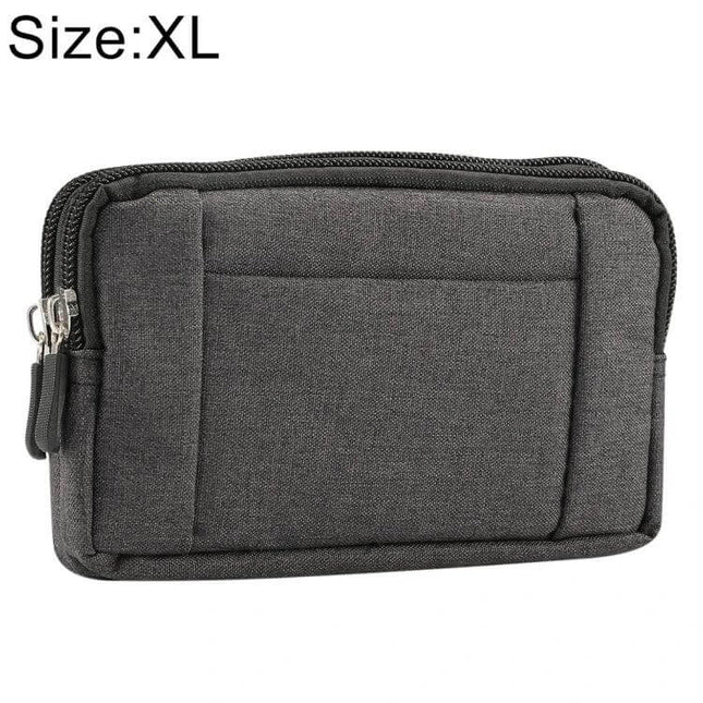 Sports Denim Universal Phone Waist Bag Size XL For Everyday Use - gray denim hands-free XL phone waist pouch for 6.4–6.5in phones