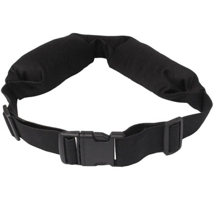Sports Waterproof Elastic Waist Bag With Two Pockets black polyester adjustable buckle waist strap, two 18cm zippered pockets, lightweight waterproof design