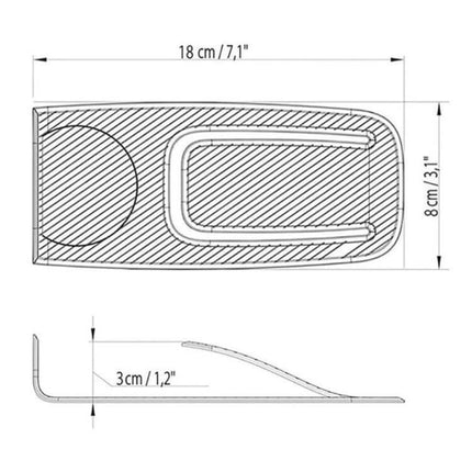Spring Door Stopper Keeps Doors Open For Homes And Offices - matte plastic spring-loaded door stopper diagram with 18cm x 8cm dimensions
