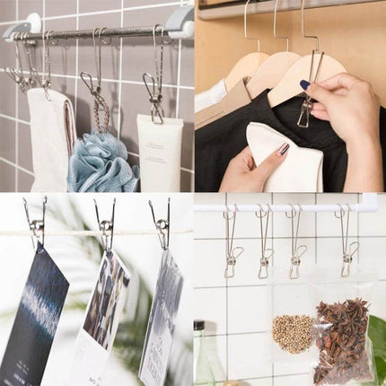 Stainless Steel Clothes Drying Clip 12-Pack For Towels - rustproof stainless clips for towels, socks, herbs and photos, strong 500g clamp