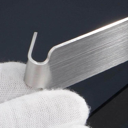 Stainless Steel Door Hook For Bedroom Doors Everyday Use — close-up of sanded steel hook with cotton pad protecting door surface