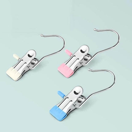Stainless Steel Flat Clip With Hook For Laundry Drying Anti Scratch - stainless clips with colored pads for shirts towels on hanger