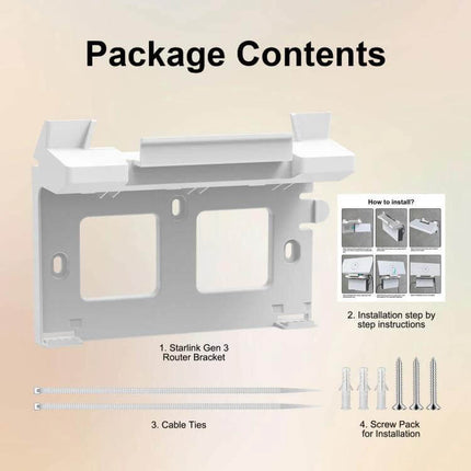 Starlink Router And Power Supply 2 In 1 ABS Bracket white mounting kit with cable ties and screw pack for Starlink Gen 3