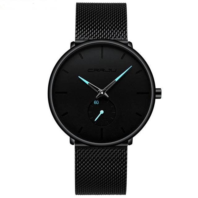 Stylish CRRJU Waterproof Alloy Mesh Quartz Watch for Men