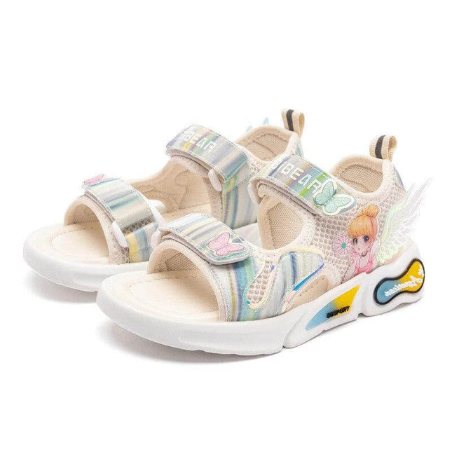 Sunshine Princess Girls Sandals Breathable Non Slip lightweight mesh children's sandals with TPU overlays, cushioned low-profile sole for playground and summer wear