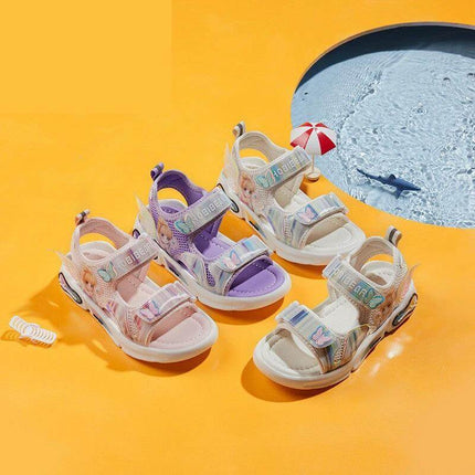 Sunshine Princess Girls Sandals Breathable Non Slip pastel mesh kids sandals with TPU overlays and cushioned non-slip sole for playground and summer outings