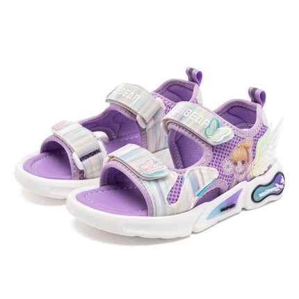 Sunshine Princess Girls Sandals Breathable Non Slip purple mesh adjustable strap kids summer playground sandals